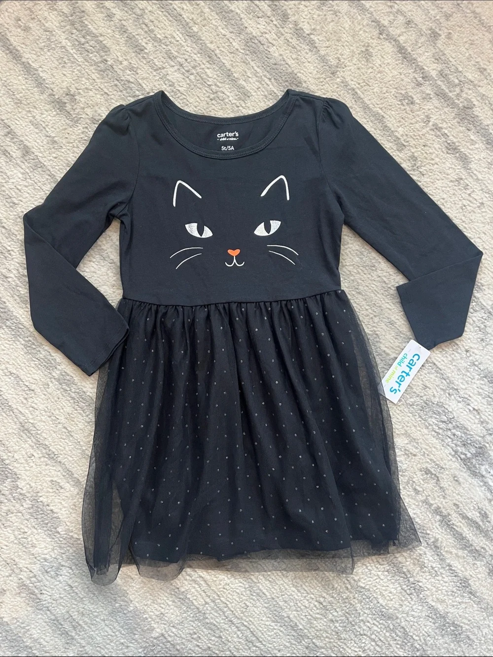 Carter's Black Cat Face Tulle Dress